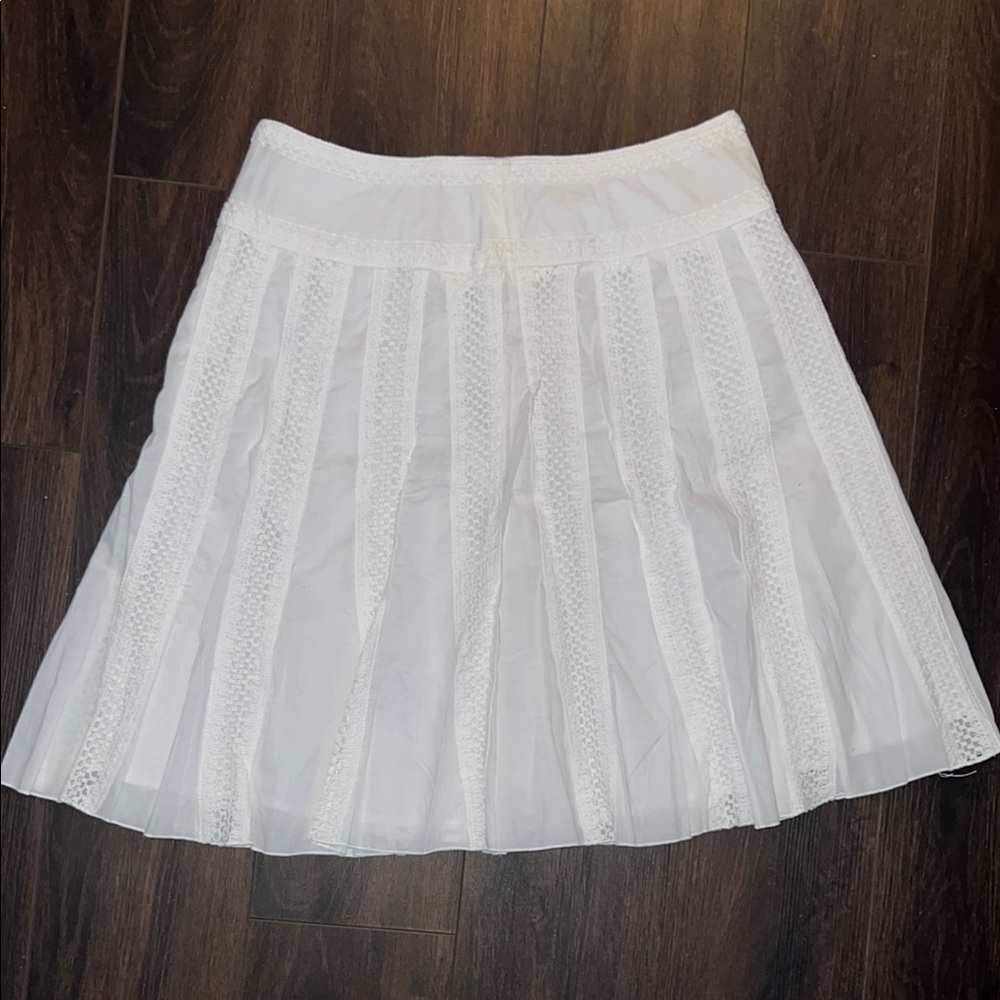 New York & Company White Lace Lined Skirt, Size: 12